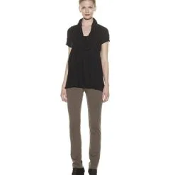 Catherine Malandrino Women's Short Sleeve A-Line Knit Top (Noir)