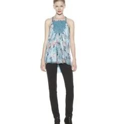 Catherine Malandrino Women's Drape Back Halter Top (Tropical Flo