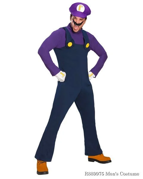 Deluxe Super Mario Waluigi Mens Costume 2 Deluxe Super Mario Waluigi Mens Costume