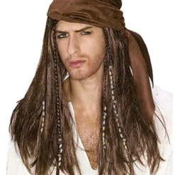 Brown Caribbean Pirate Wig