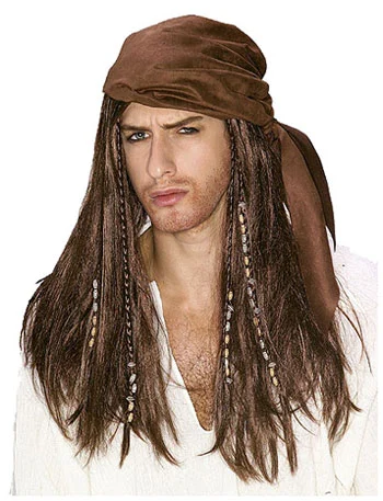 Brown Caribbean Pirate Wig 3 Brown Caribbean Pirate Wig
